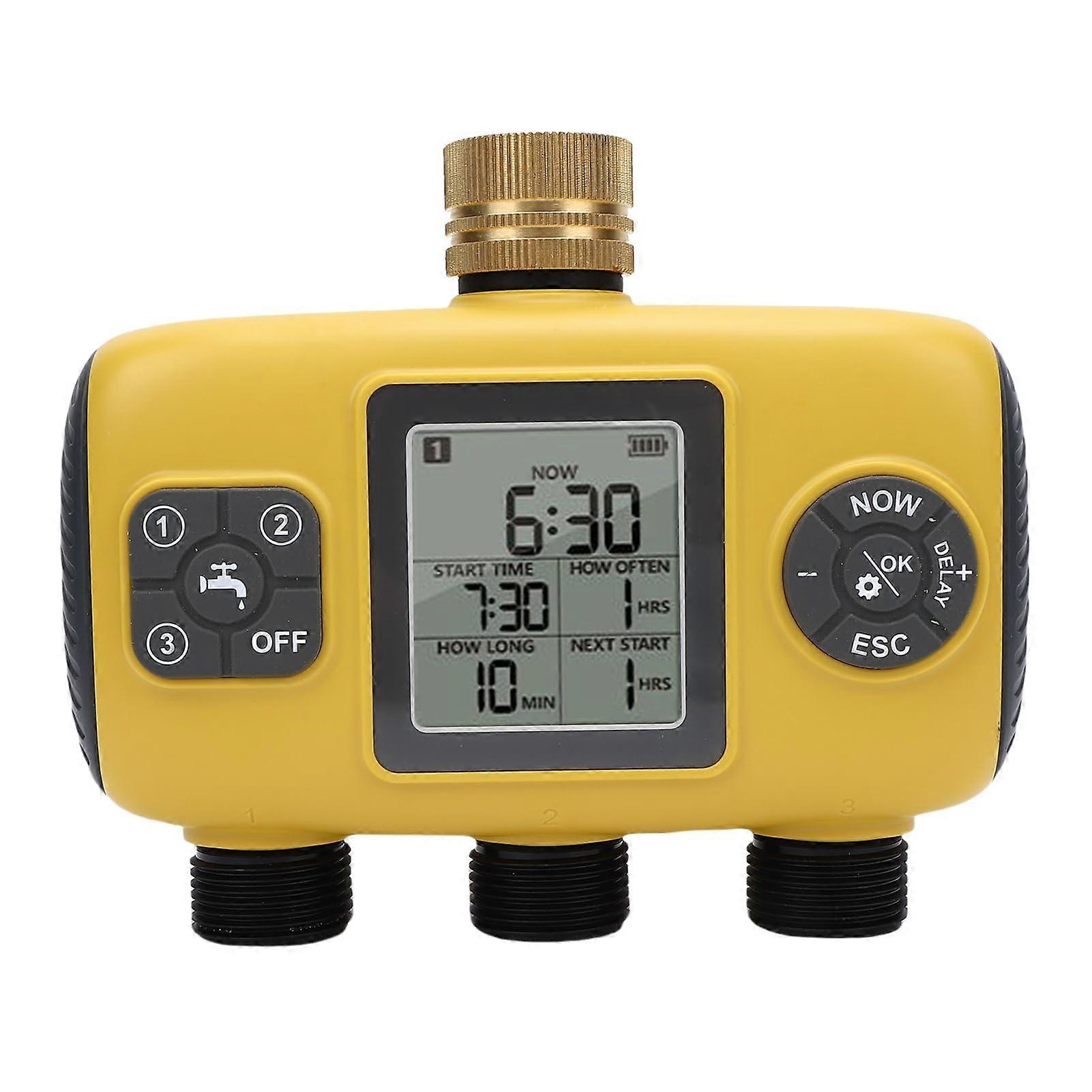 3 Zone Programmable Water Hose Timer, Automatic Garden Irrigation Controller with 360 Rotatable Inlet and Rain Delay Function