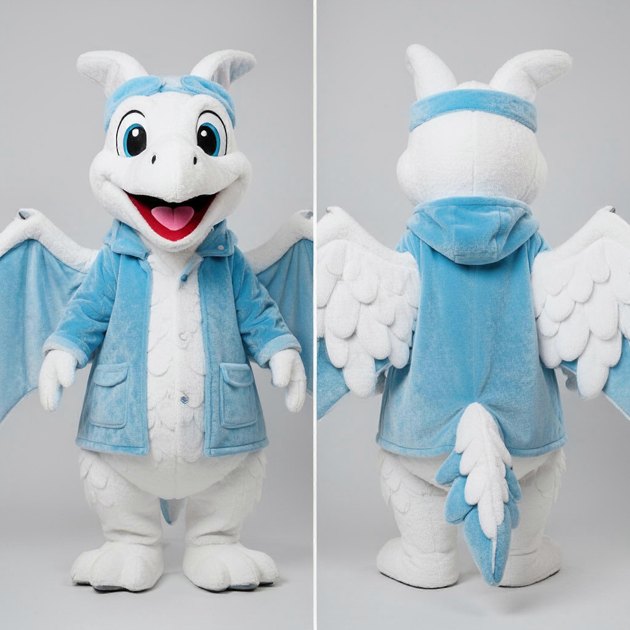 MASTICOT Ivory White Broad Winged Pterodactyl Mascot
