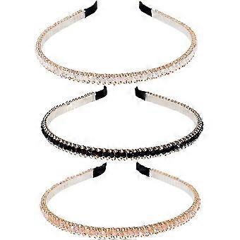 Women's Crystal Thin Headband, 3 Pieces Beaded Headband, Rhinestone Headband, Shiny Hairband, Hair Accessories Women Girls.A1