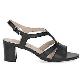 Women's Caprice 28308 46 022 | Black Leather | Womens Block Heel Smart Strappy Sandals