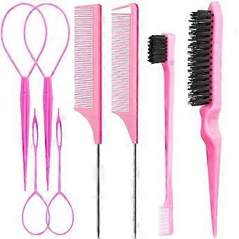 Set di 8 pettini per lo styling dei capelli, include 4 strumenti per la coda di topo, 2 stili di pettine a coda di topo, 1 spazzola per capelli liscia e setola, 1 controllo dei bordi.
