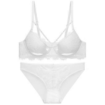 European and American sexy underwear women's French thin pure lace underwear big chest small anti-sagging bra set