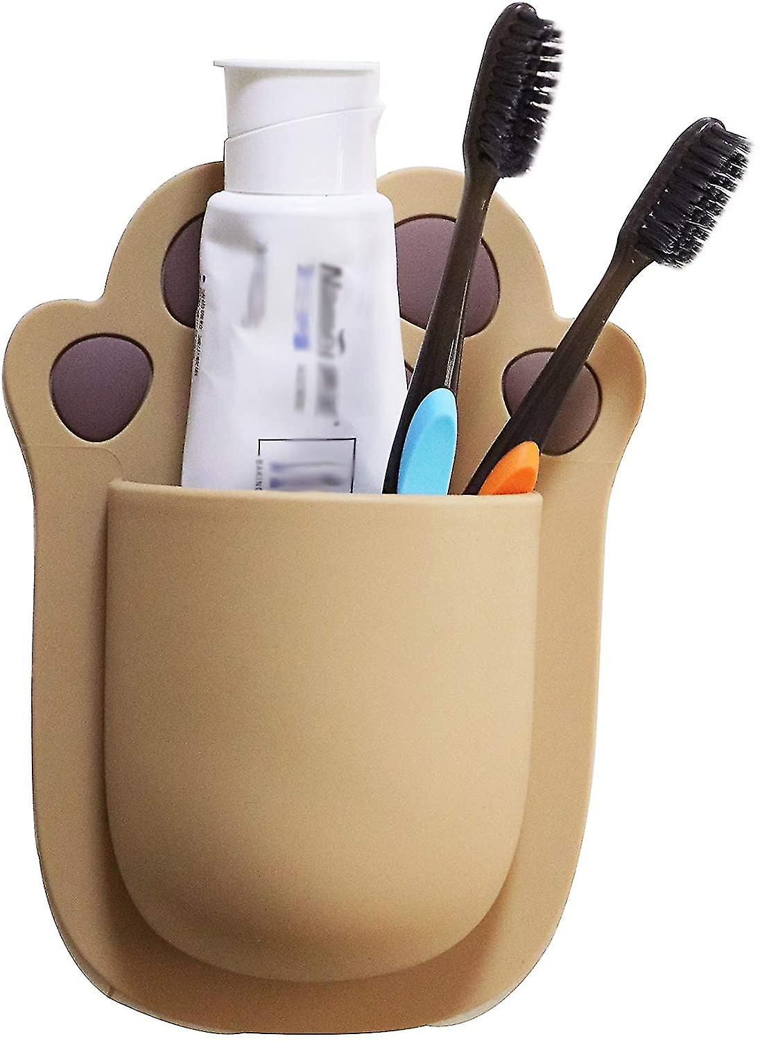 Wall Mounted Brown Bear Claw Shape Silicone Toothbrush Razor Holder
