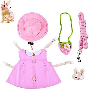 Zk-pet Dress Small Animals, 1 Set Pet Rabbit Clothes, Pet Rabbit Dress, Rabbit Vest Harness Leash Set, Chest Harness Vest For Small Petl