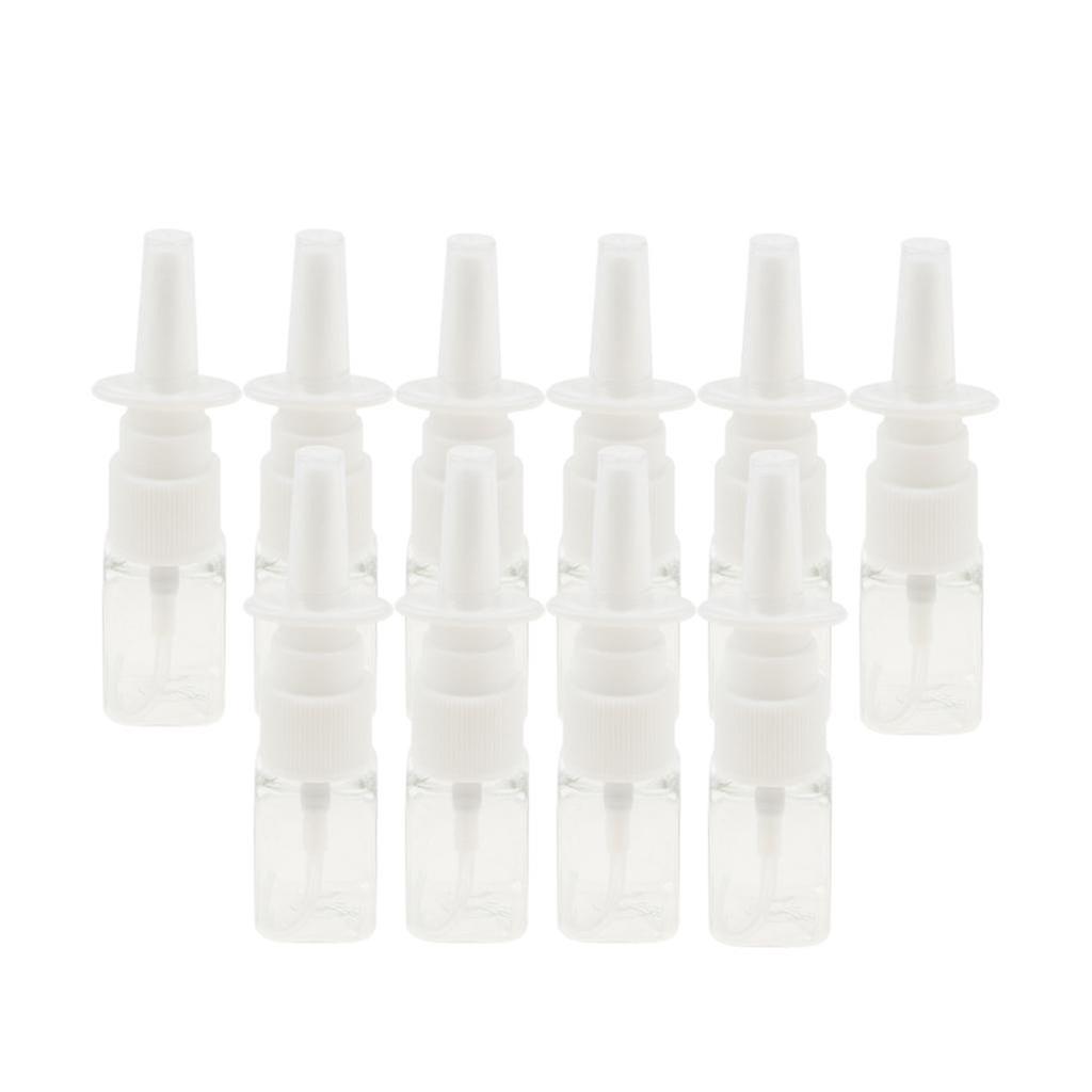10pcs Plastic Empty Refillable Nasal Spray Bottles Fine Mist Vials 10ml Clear