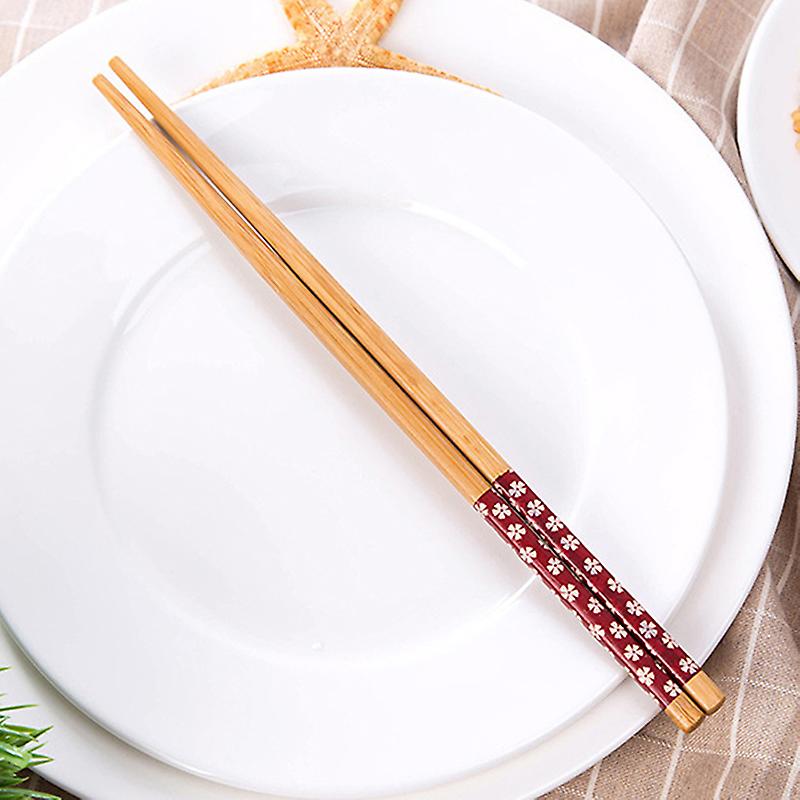 1pair 24cm Bamboo Chopsticks Anti-mildew Anti-slip Reusable Applique Chopsticks