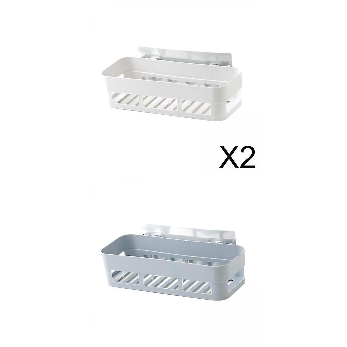 3x Plastic Bathroom Caddy Shower Storage Rack Kitchen Wall Shelf