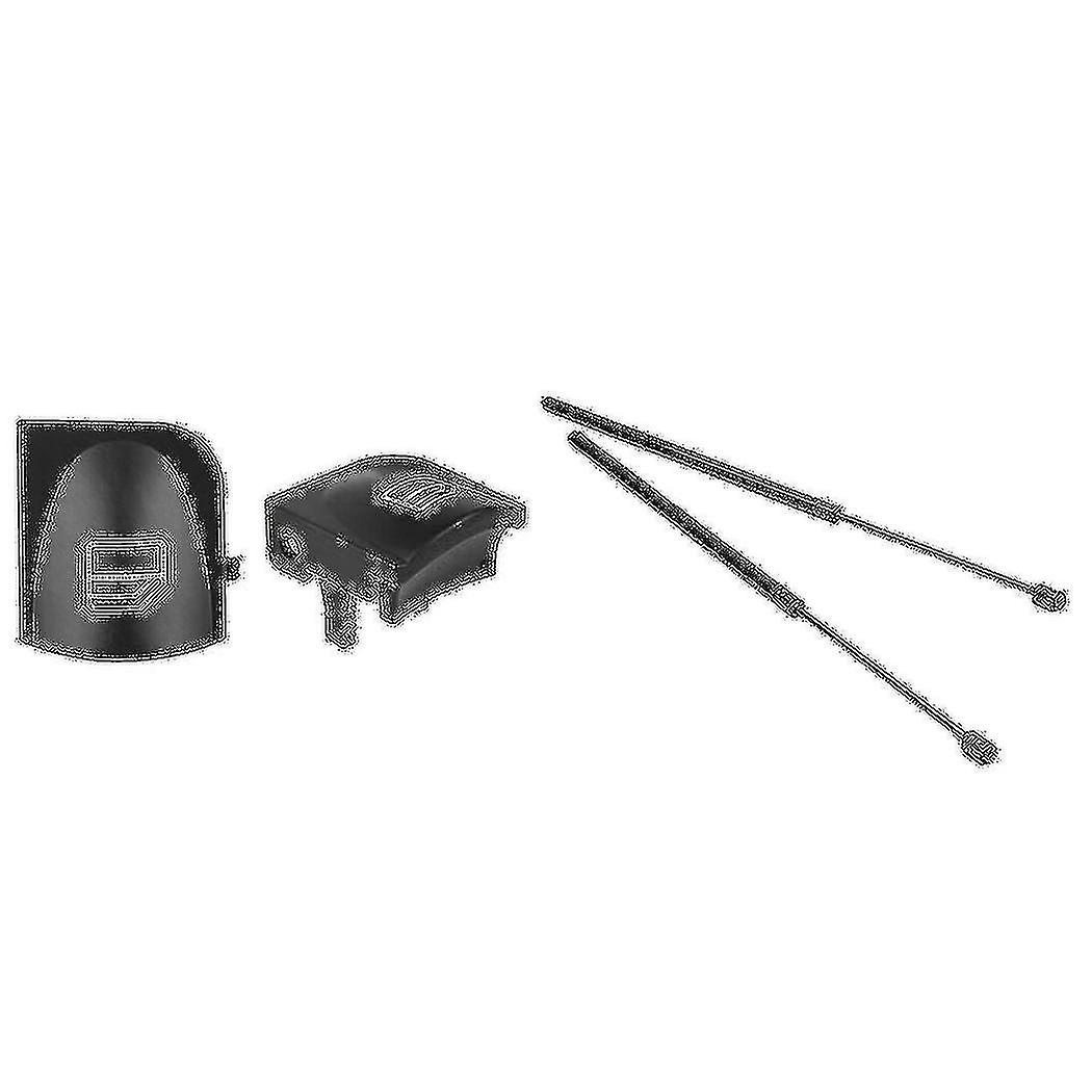 2 Pcs Front Engine Hood Support Rod & 2 Pcs Window Switch Button Covers Caps