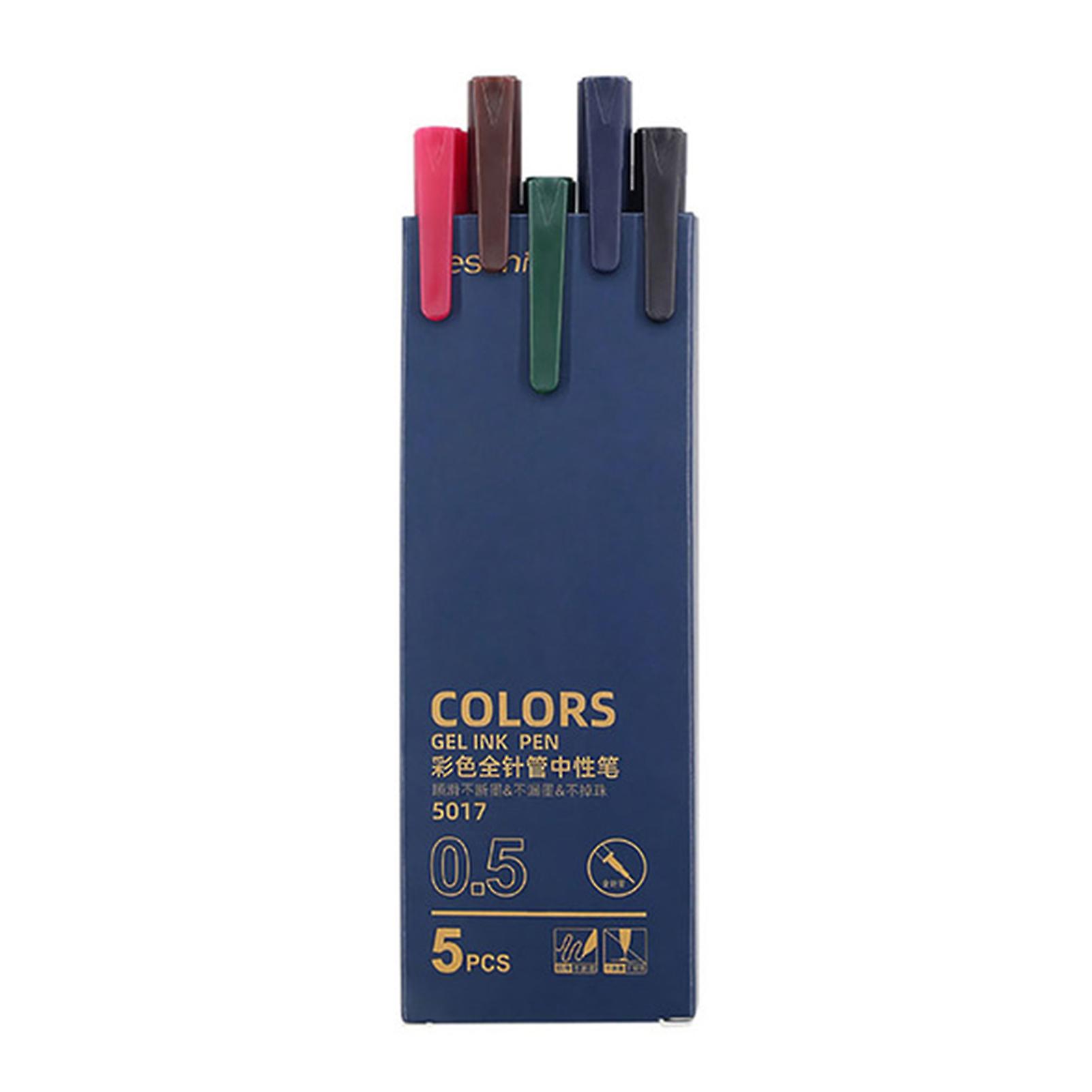 5PCS Colorful Gel Ink Pen Set Portable Soomthly Ink Writing Pens for Diary Journal