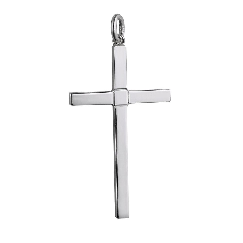 Silver 40x24mm engine turned centre square solid block Cross