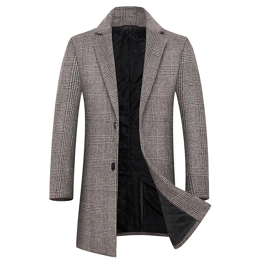 Sliktta Mens Striped Check Long Fit Wool OverCoat