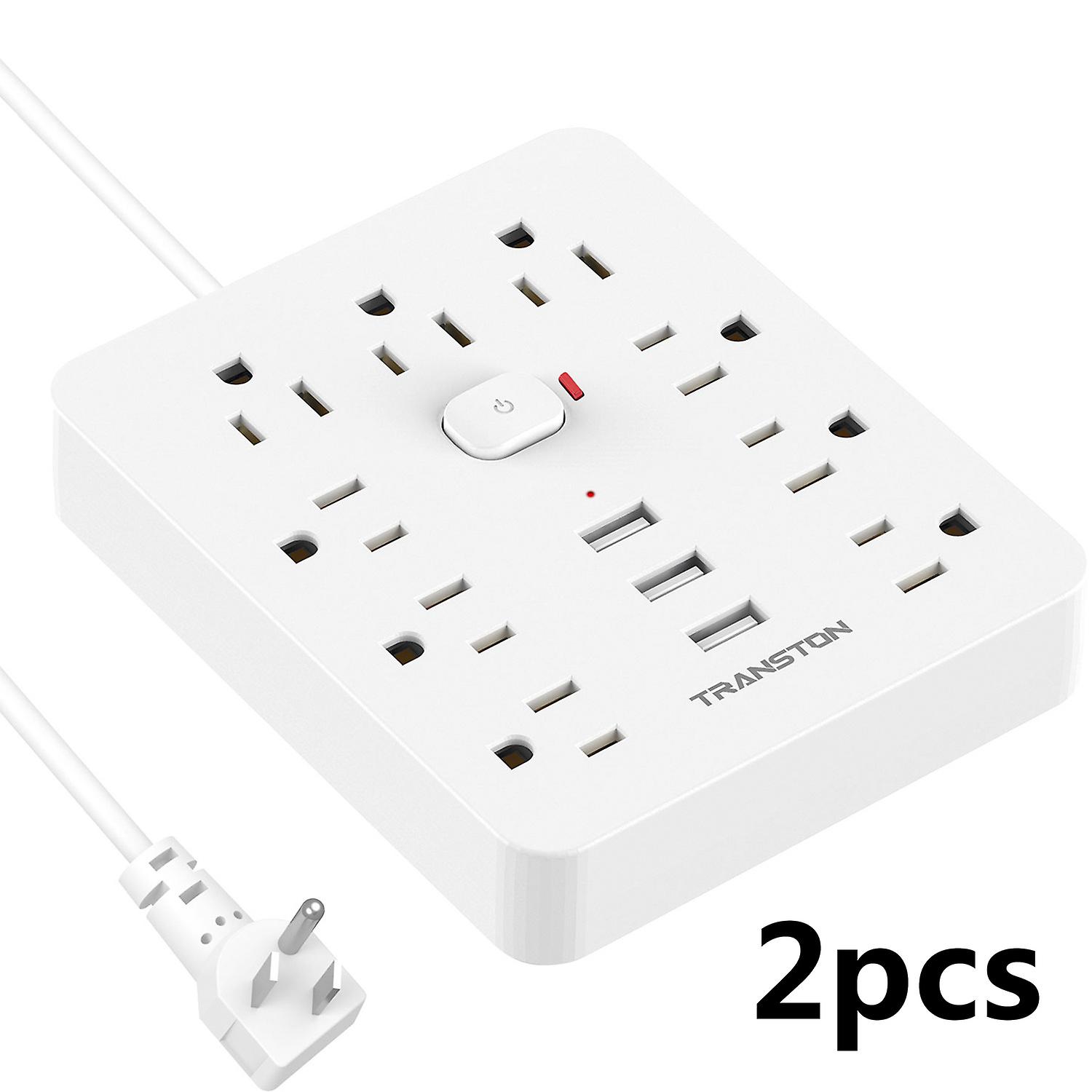 9 Outlets + 3 Usb Ports Fireproof Surge Protector Power Strip With 5ft Extension Cord Wall Mountable Desktop Charging Station For Home & Office