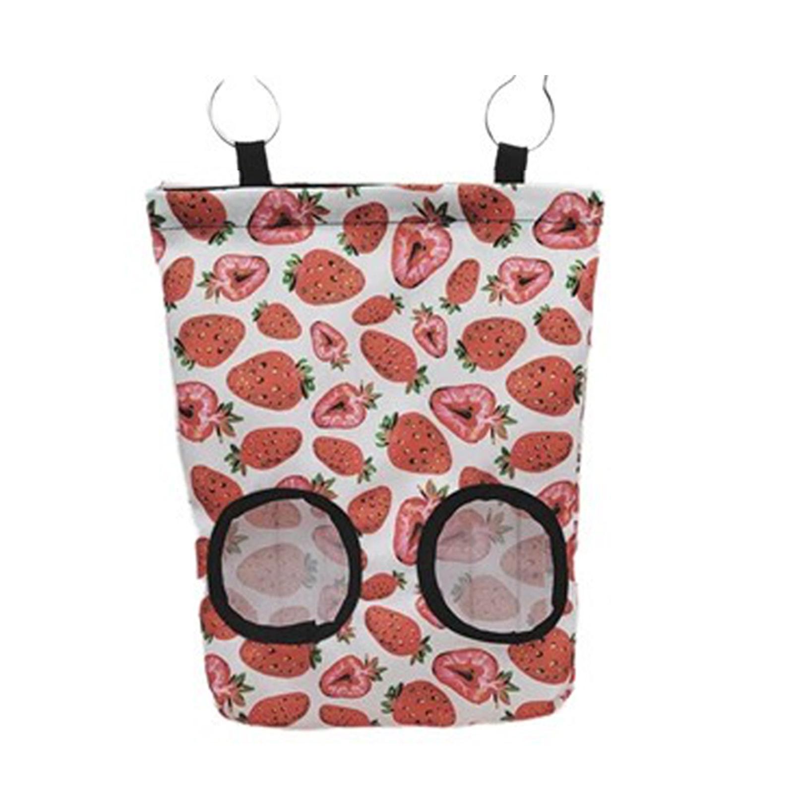 Strawberry Pattern Rabbit Feeder Bag Small Animals Hanging Feeding Bag for Guinea Pig Hamster
