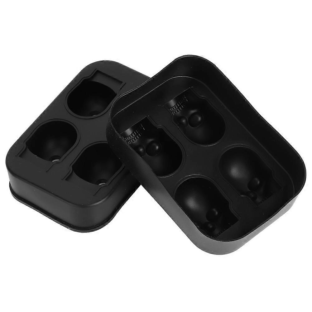 2Pcs Skull Shape Silicone Ice Cube Tray Black 11x7.5x4.5cm