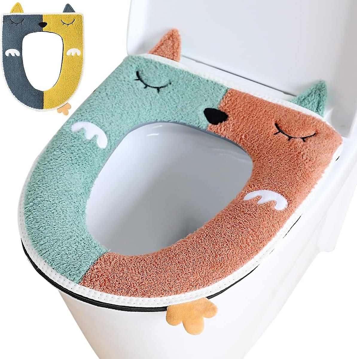 fortykket toalett sete pute, 2pcs universell toalett setetrekk pute vaskbar gjenbrukbar