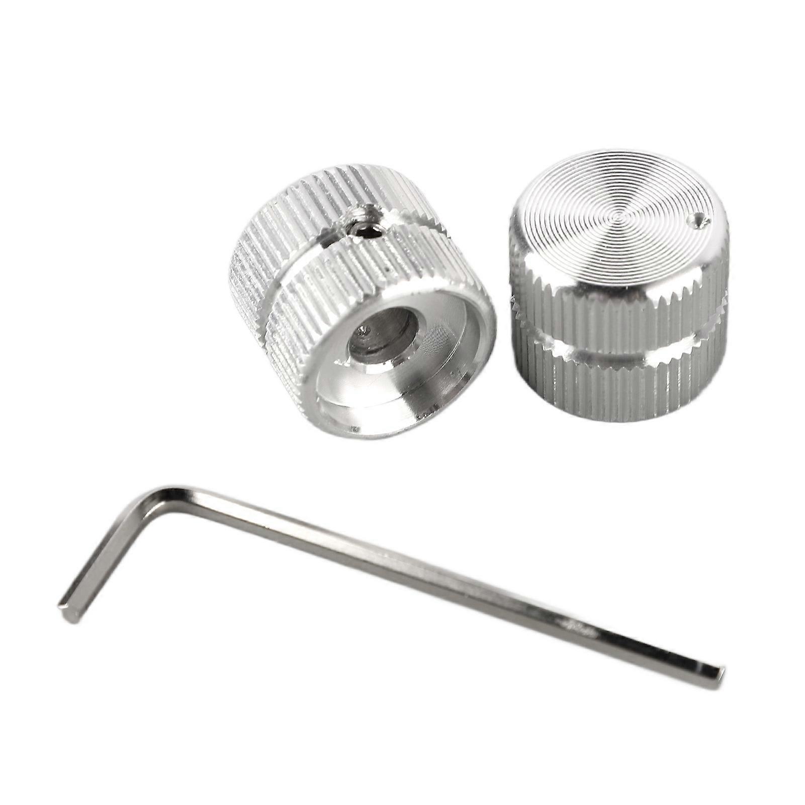 2 Pcs Silver Metal Guitar Tone Volume Knobs for Electric Bass