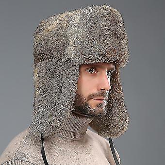 Cappello di pelliccia autentica da uomo, cappello di pelle, cappello invernale russo con paraorecchie, regalo di Natale per uomo