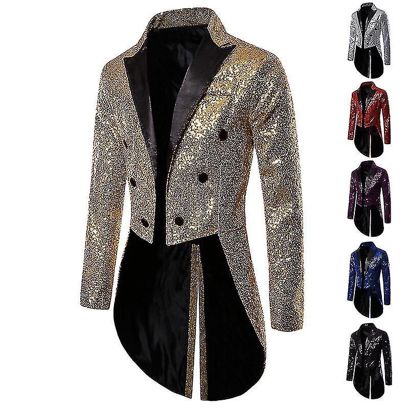 Men'S Gold ~ Black High Fashion Sequin Blazer