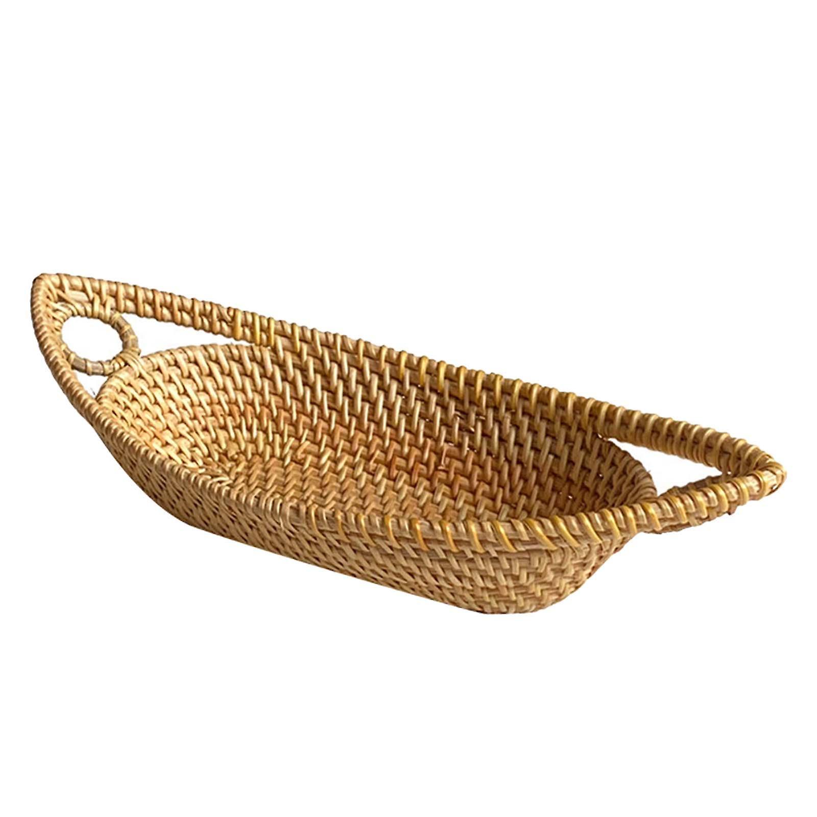 Wicker Basket Bread Fruit Breakfast Display Rattan Tray for Breakfast Dinner