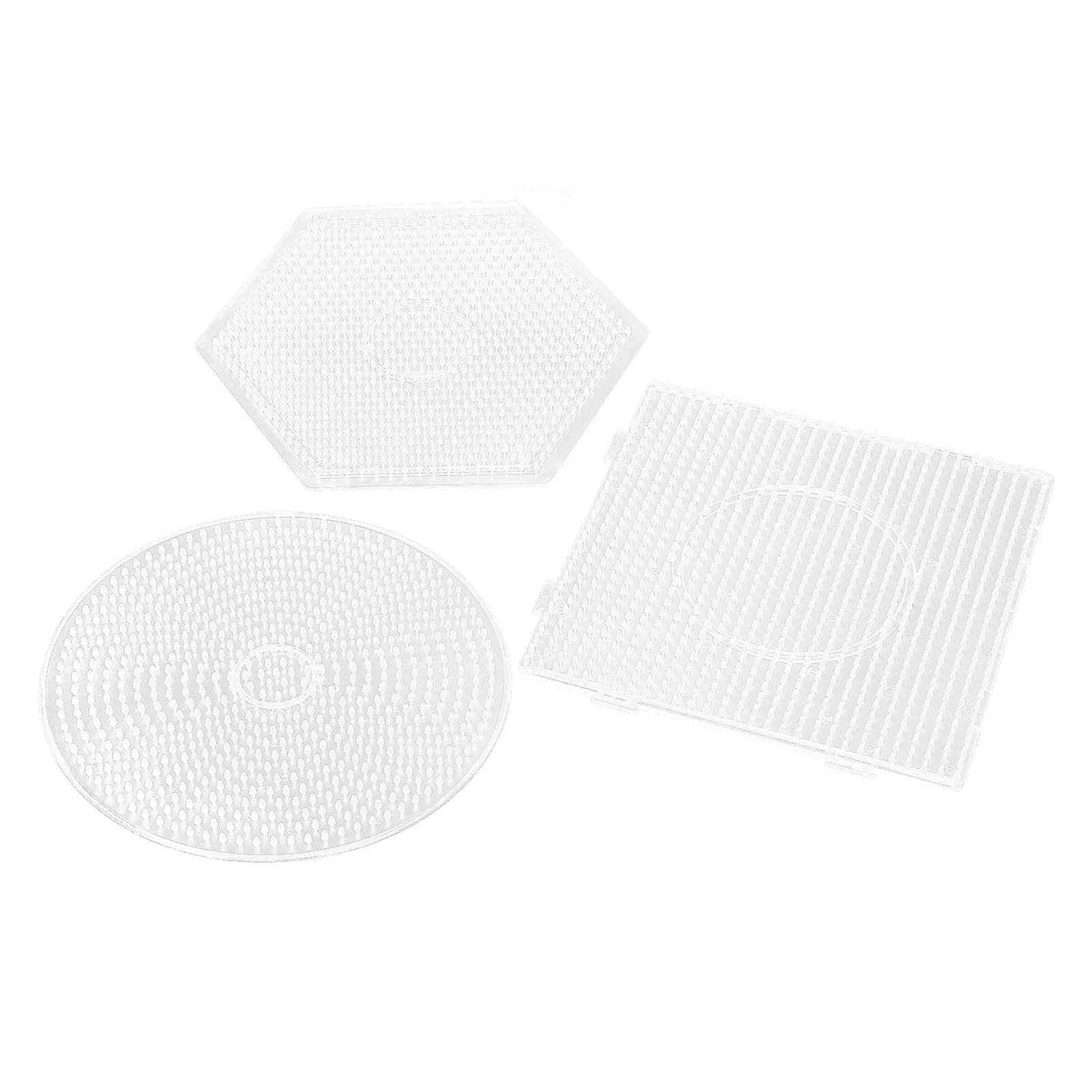 3Pcs Kids' Plastic Beads Boards: Square Round Hex 5mm Large Fuse Pegboards for Craft Templates