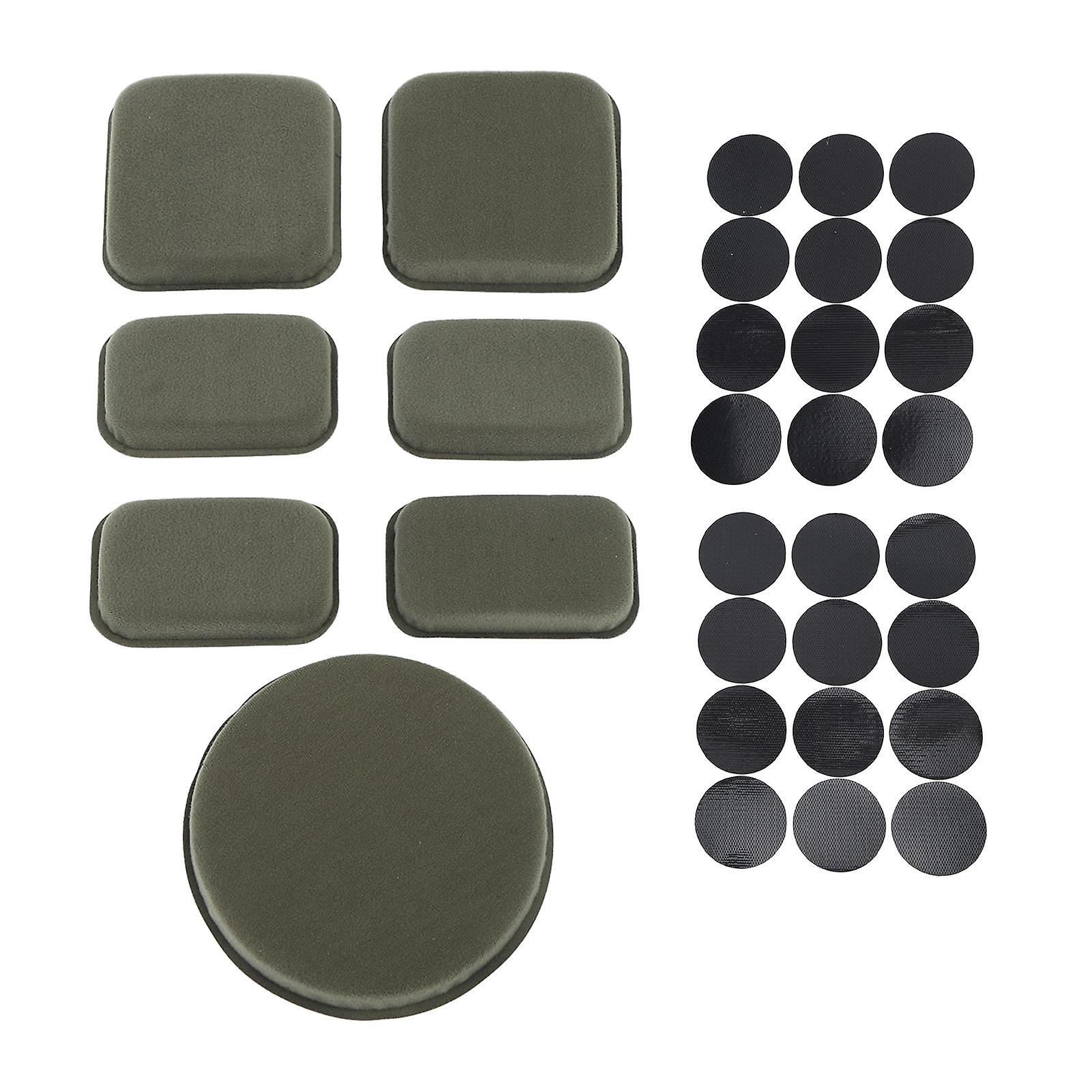 7PCS EVA Foam Helmet Padding Kit with 24PCS Hook & Loop in OD Green for Motorcycle & Cycling