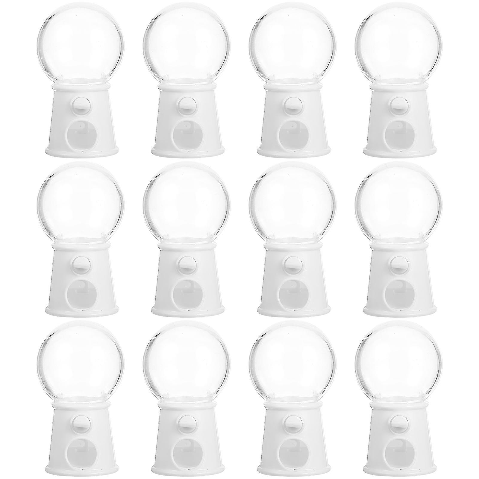12pcs Mini Gumball Machines Lovely Candy Dispenser Creative Wedding Candy Box Cake Decor Bianco 7.1X3.5X3.5CM