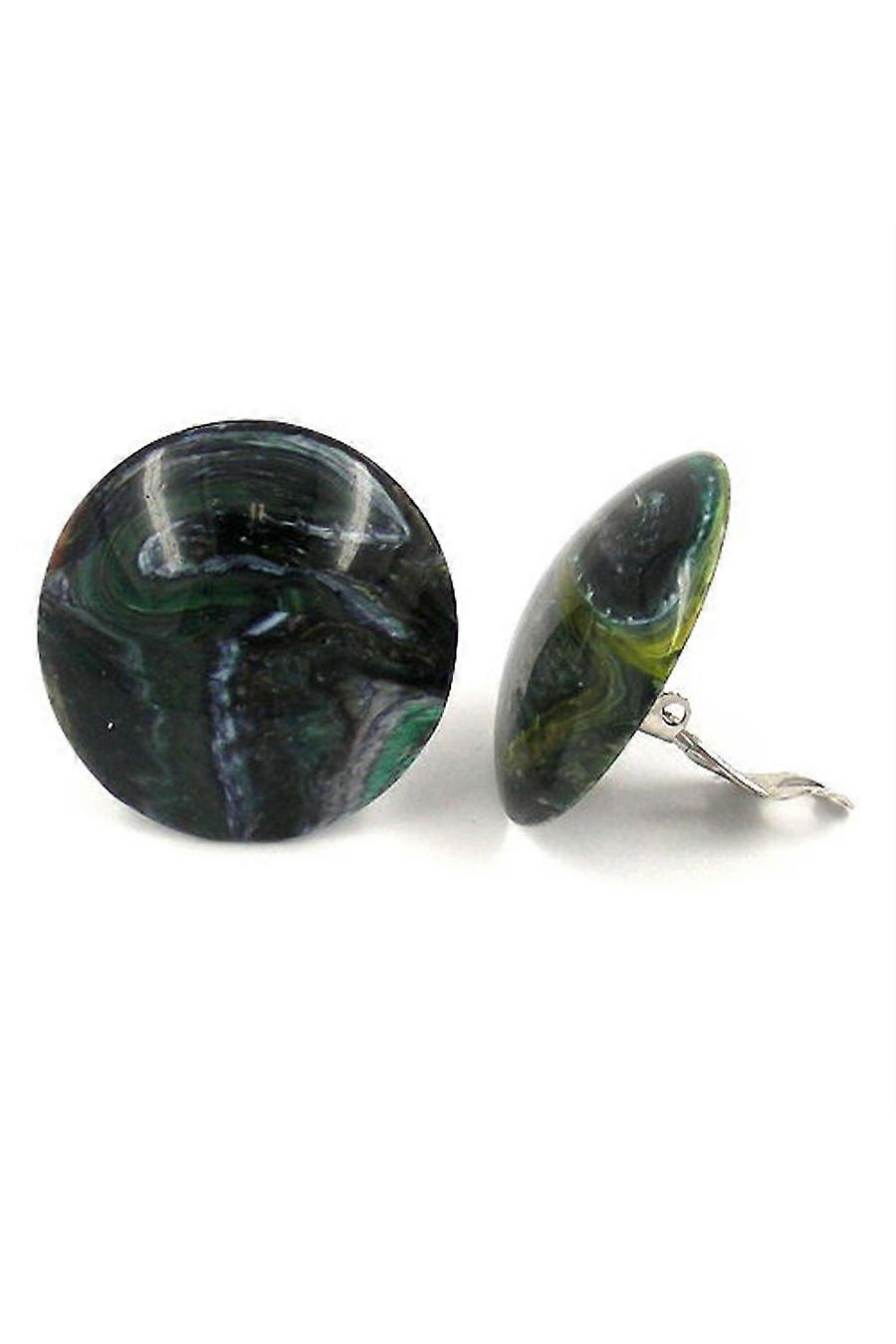 Clip-on Earring Green White - Gl02368