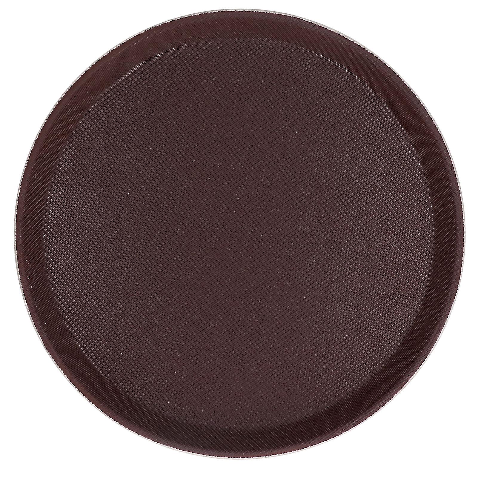 Round Serving Tray Nonslip Rubber Tempered Glass Fiber Heat Resisting Wide Application Round Tray for Restaurant Bar40cm Round