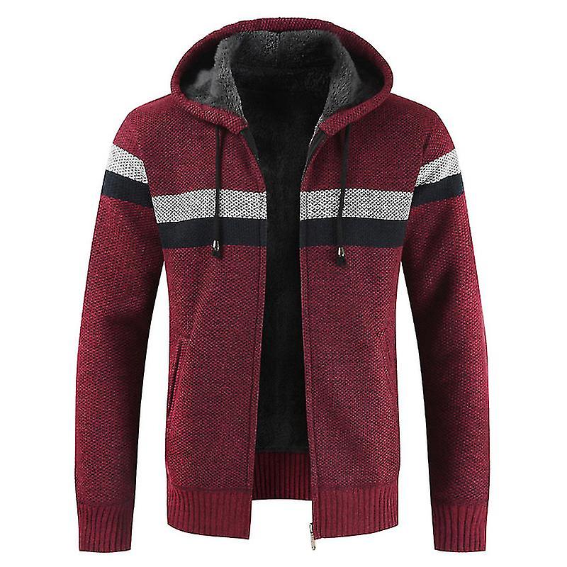 Maglione Cappotto Uomo Inverno Di Spessore Caldo Con Cappuccio Cardigan Maglioni Uomo Striscia
