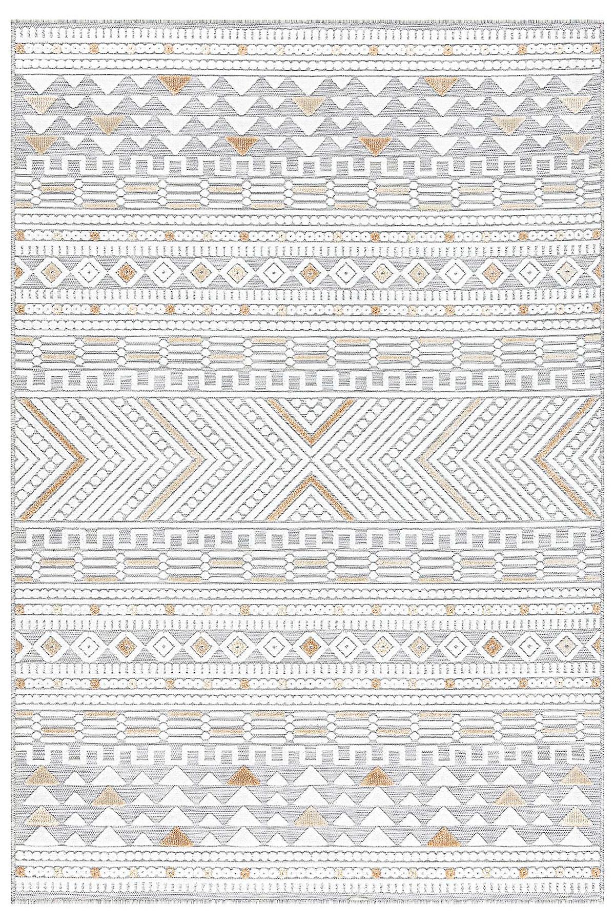 Koza Home Sand Gray Yellow Machine Washable Foldable Easy to Clean Carpet 65550A, Machine Washable Carpet, High-Quality Carpet, Soft Carpet