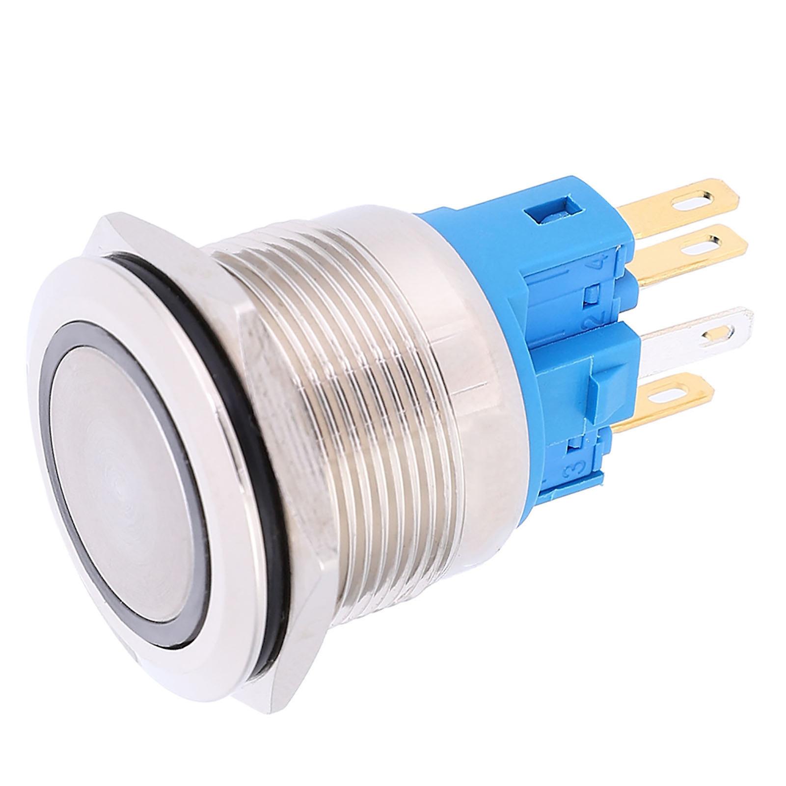 2Pcs DC12-24V IP65 22mm Ring Reset Button 6-Pin Push Button Switch AccessoriesWhite