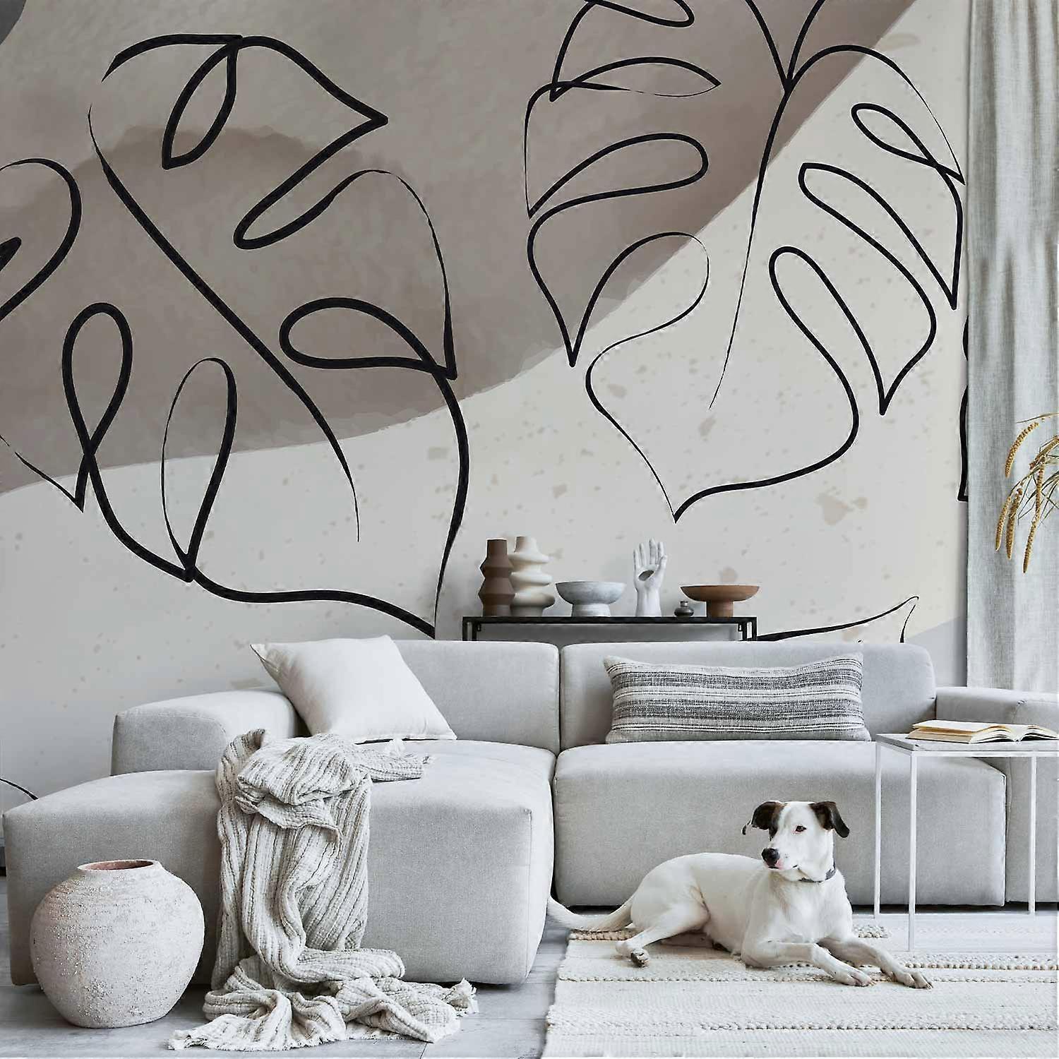 Wall Mural - Minimalistic Monstera Leaves