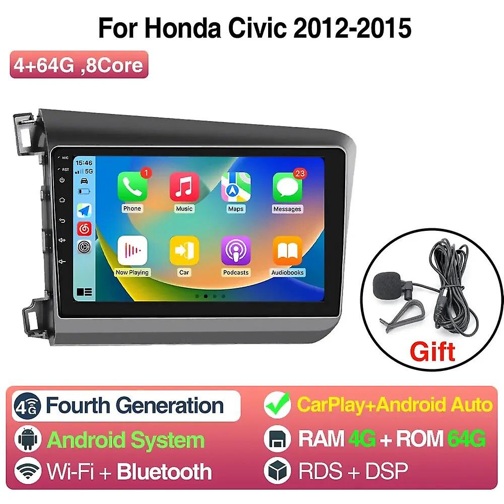 Android 12 Car Radio For Honda Civic 2012 2013 2014 2015 Stereo Multimedia Player 9inch Gps Carplay Android Auto Head Unit