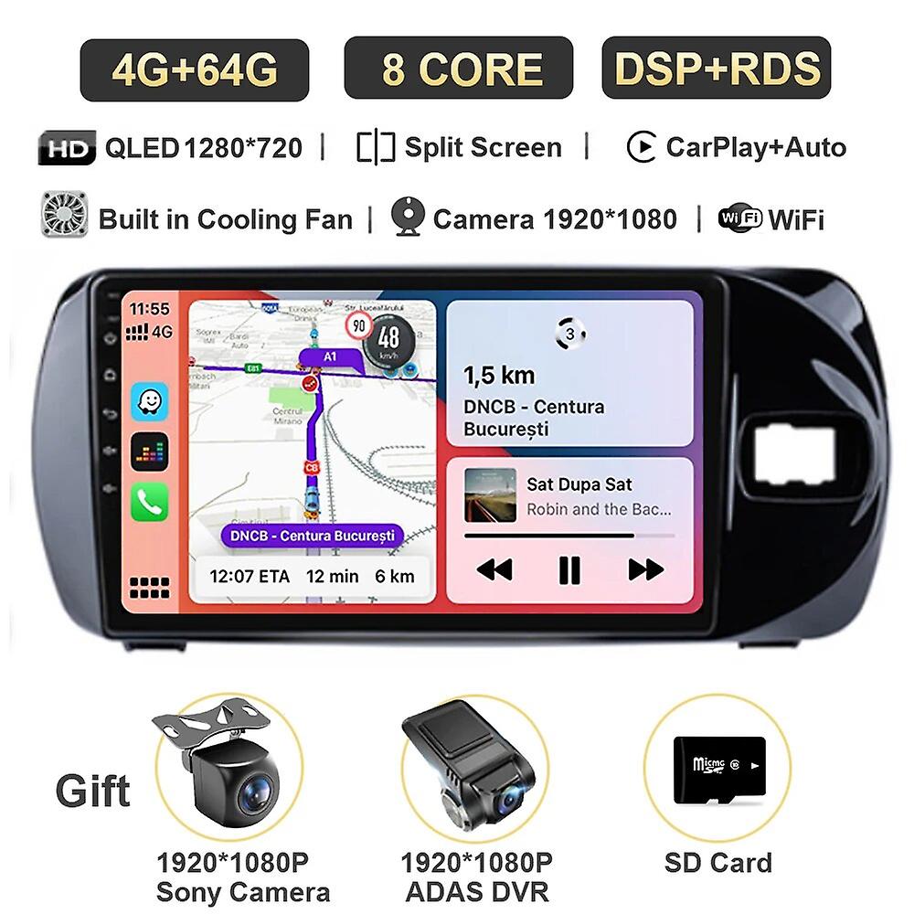 Toyota Vitz 3 Iii Xp130 2014 2015-2019 Qled Multimedya Video Oynatıcı Navigasyon Gps Dvd Otomatik Dsp Carplay için Android 13 Araba Radyosu