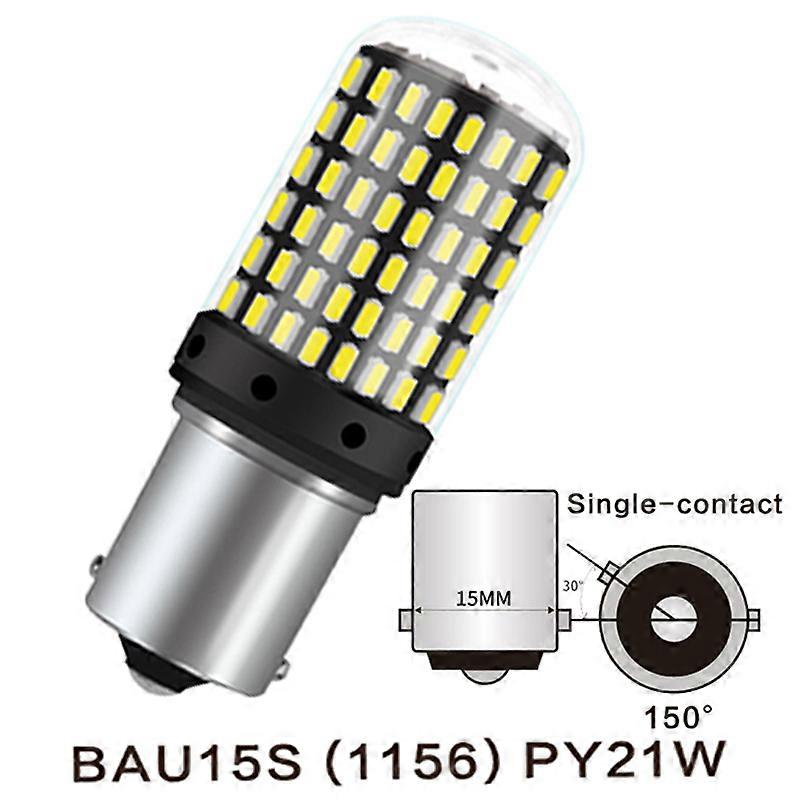KAFOLE 1x No Hyper Flash car light BA15S P21W BAU15S PY21W Front Rear Turn Signal Bulb car light Canbus Error Free Led Amber Yellow 3014 Chip 144SMD