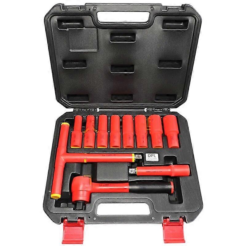Insulated socket wrench 11~piece set, new energy insulated socket wrench 1000V 10/12/13/14/17/18/22/24mm UNKU65795