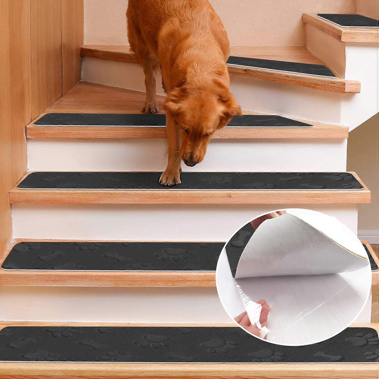 15-Pack Durable Non-Slip Peel & Stick Carpet Stair Treads - Indoor Self-Adhesive Mats for Wooden Steps, 30x8 inch Safe Traction Covers, Stylish Stairc