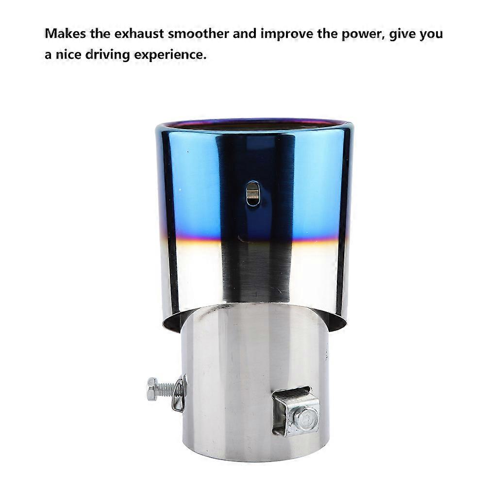 Universal Chrome Stainless Steel Car Rear Round Exhaust Pipe Tail Muffler Tip - Blue Accent