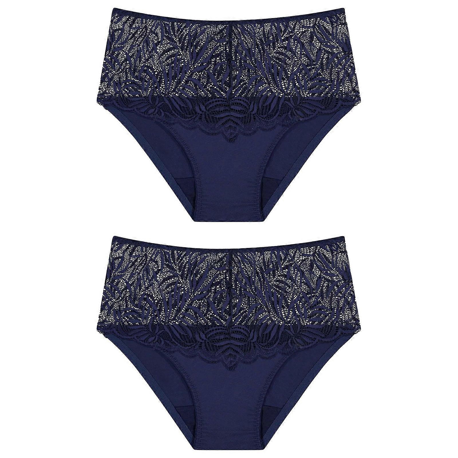 2X Tri.umph Essential Lace Maxi Womens Underwear Panties Full Briefs Navy Blue Undies Lingerie