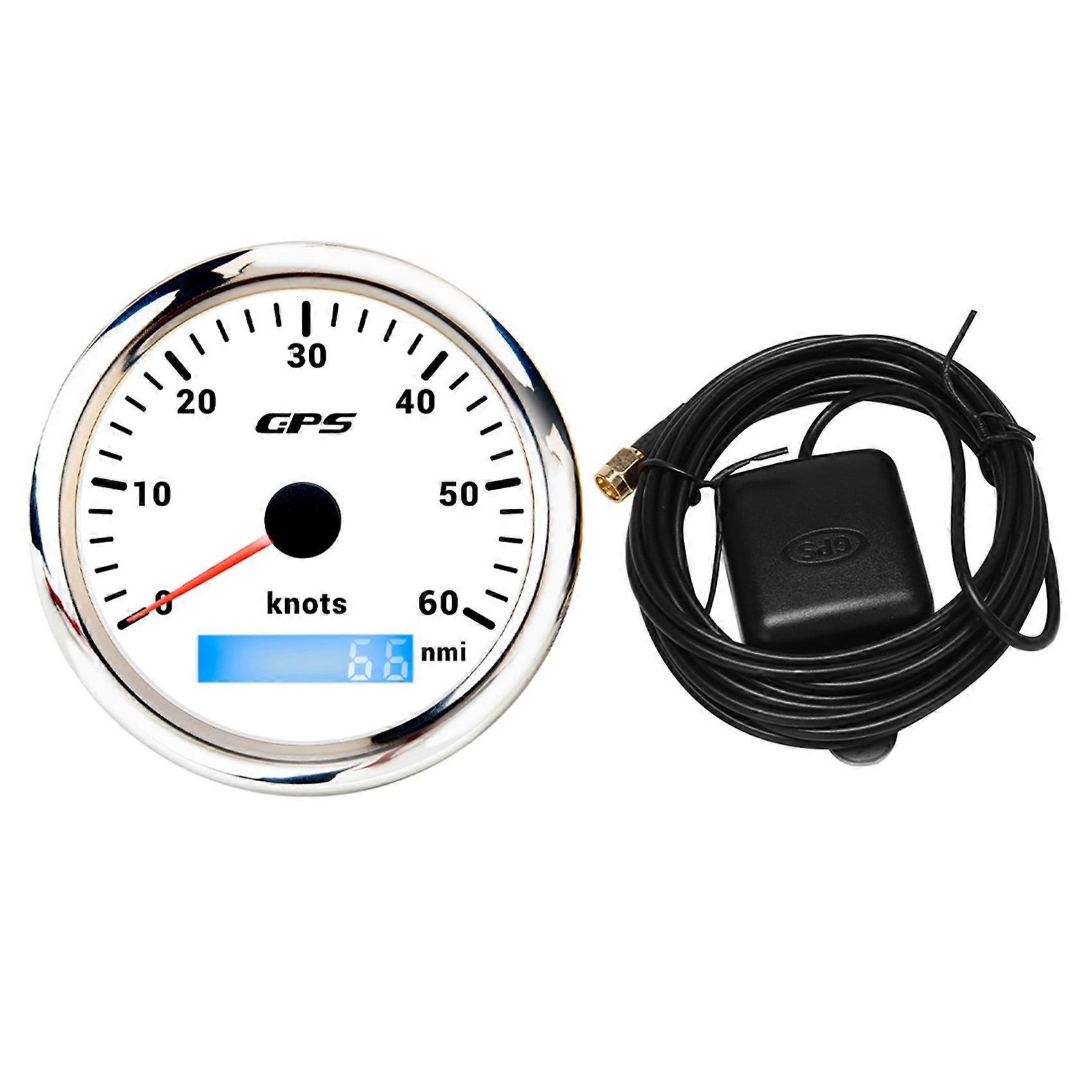 85Mm GPS Marine Speedometer 0-60 Nautical Miles with 7-Color Backlight GPS Odometer for Marine Yach