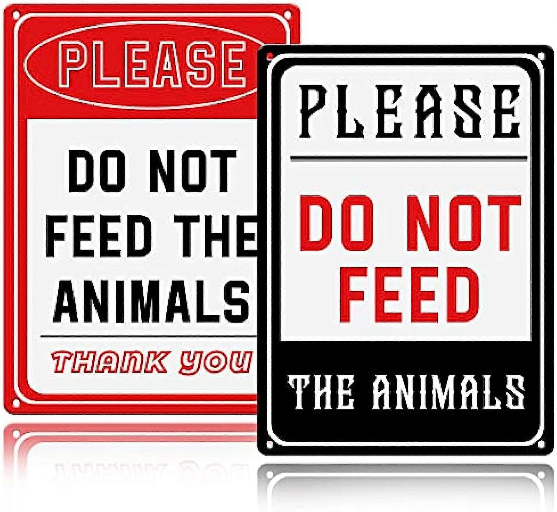 1Set 2pcs Please Do Not to Feed Warning Sign Farm Warning Aluminum Yard Sign Do Not Feed Animals Notice Sign