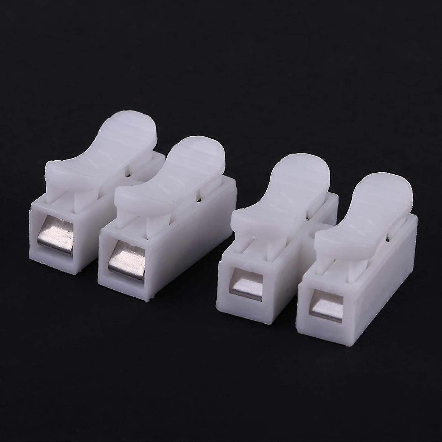 50pcs/lot Wire Connectors, 2P Butt Joint Terminal Blocks, Quick Electrical Connector, Push Type Comp