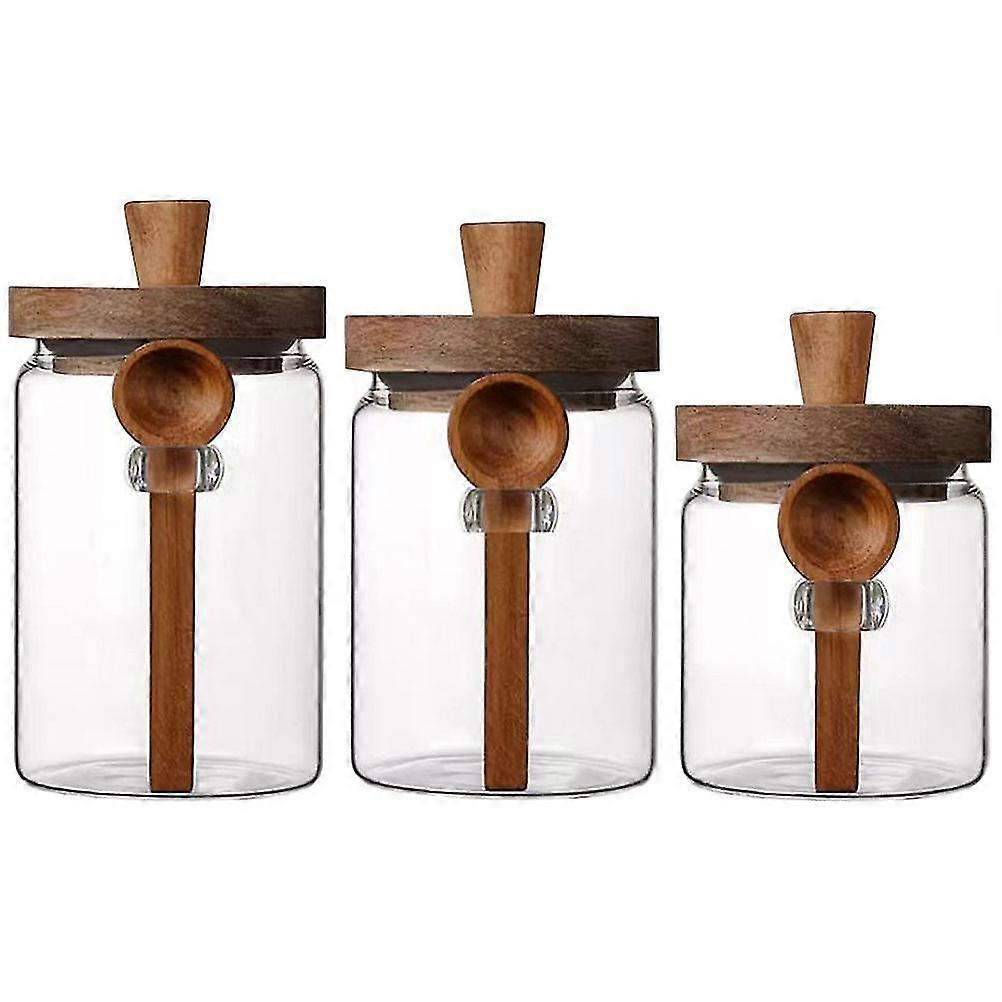 3 Sets Glasgewürzbehälter Gewürzglas Mehrzweck-Gewürztopf Pfefferhalter mit Deckellöffel