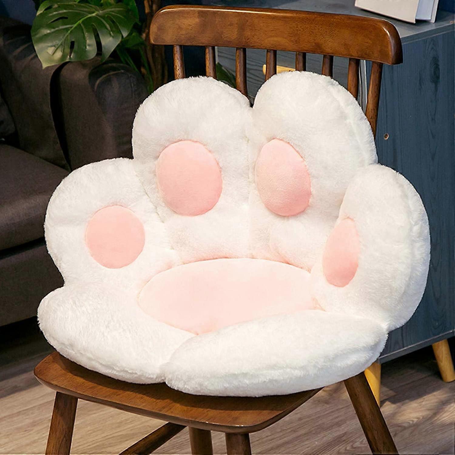 Seat Cushion Cat Paw Shape Lazy Sofa Office Chair Cushion Warm Skin-Friendly Floor Mat Specially Designed for Health Building -White