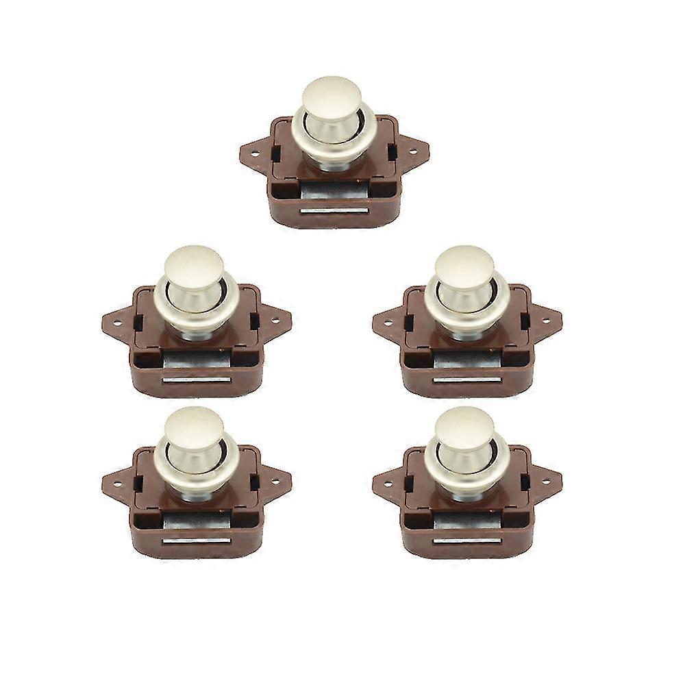 5 Pcs Push Button Latch Locks, Cabinet Door Catch Lock Keyless Knob For Caravan Motorhome Camper Van Boat