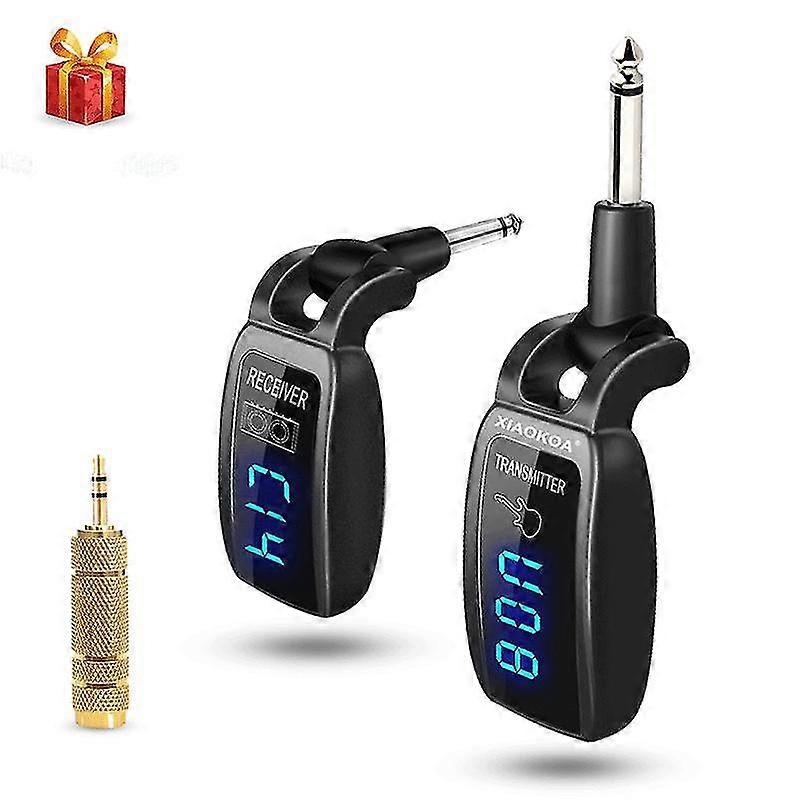 מערכת גיטרה אלחוטית Xiaokoa נטענת מסך LED משודרג 15 ערוצים מקלט משדר גיטרה אלחוטי uhf לחשמל