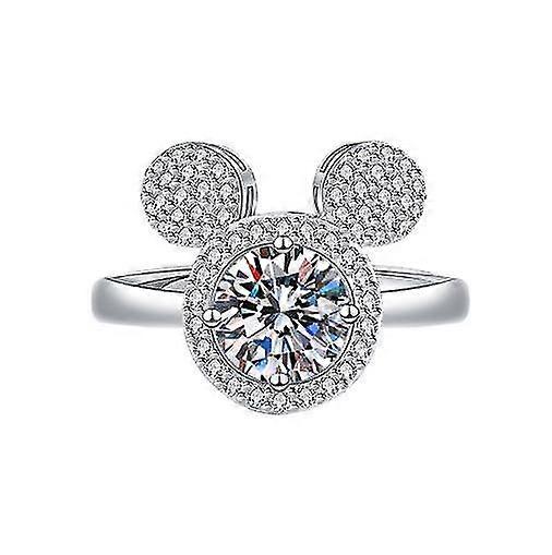 Female Cute Cartoon Mickey Zircon Stone Wedding Ring Adjustable Plating Personality Finger Ring