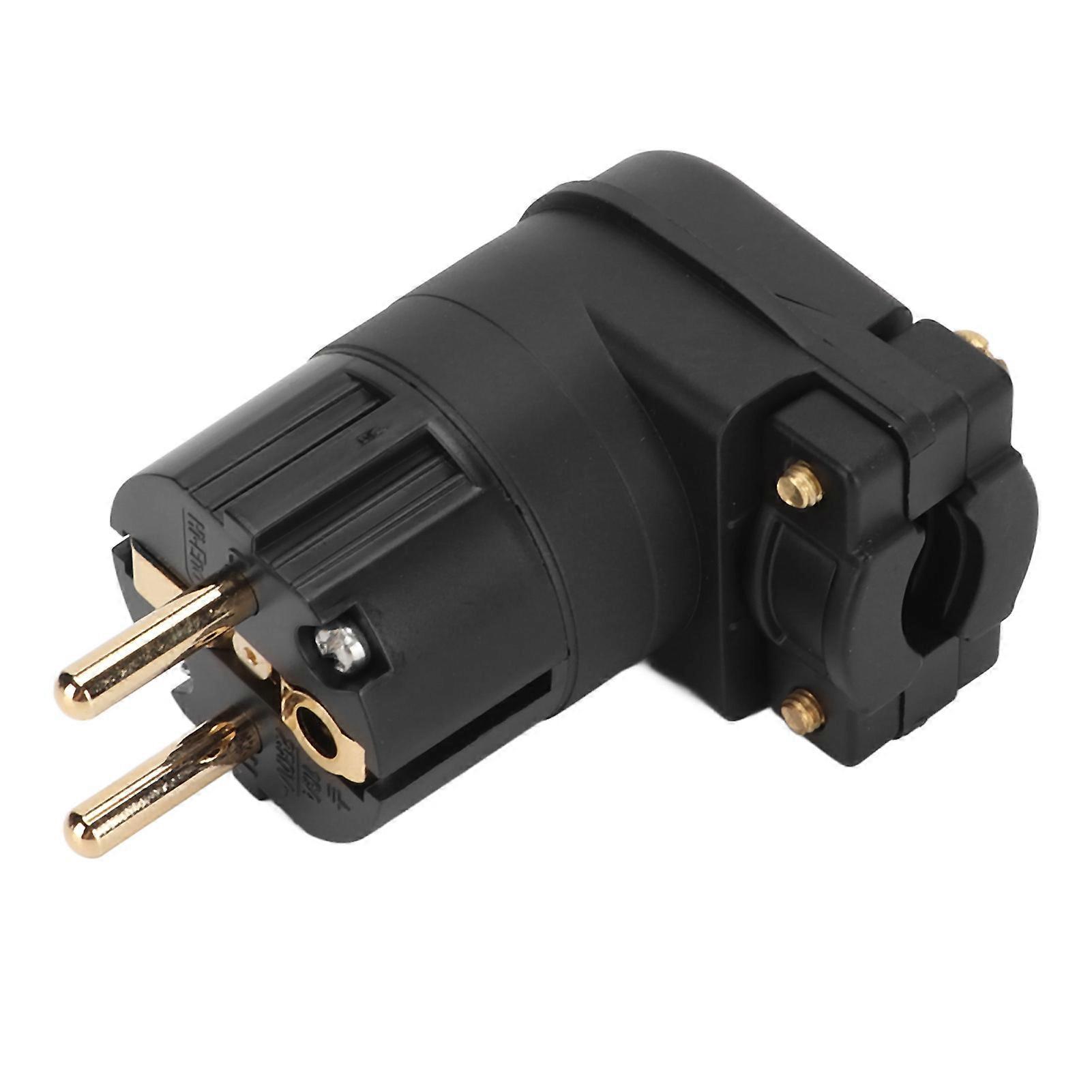 90 Degree AC Power Plug Audiophile Pure Red Copper 24K Gold Plated Sound Power Connector Plug EU Plug 100250V NO.2600