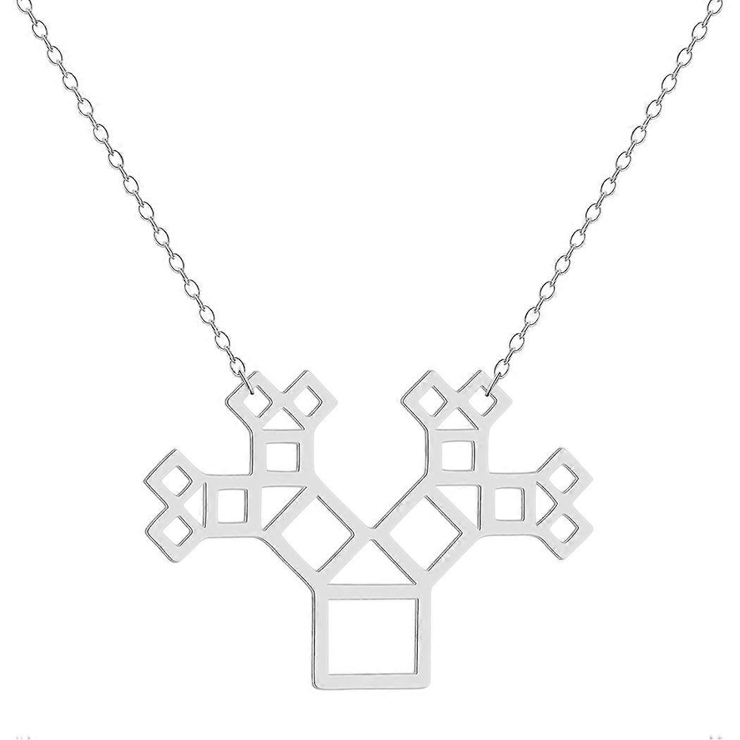 Acier inoxydable Pythagore Arbre Géométrie Collier Pendentif Math Fractale Bijoux Science Professeur Cadeau Cerf Choker Collier