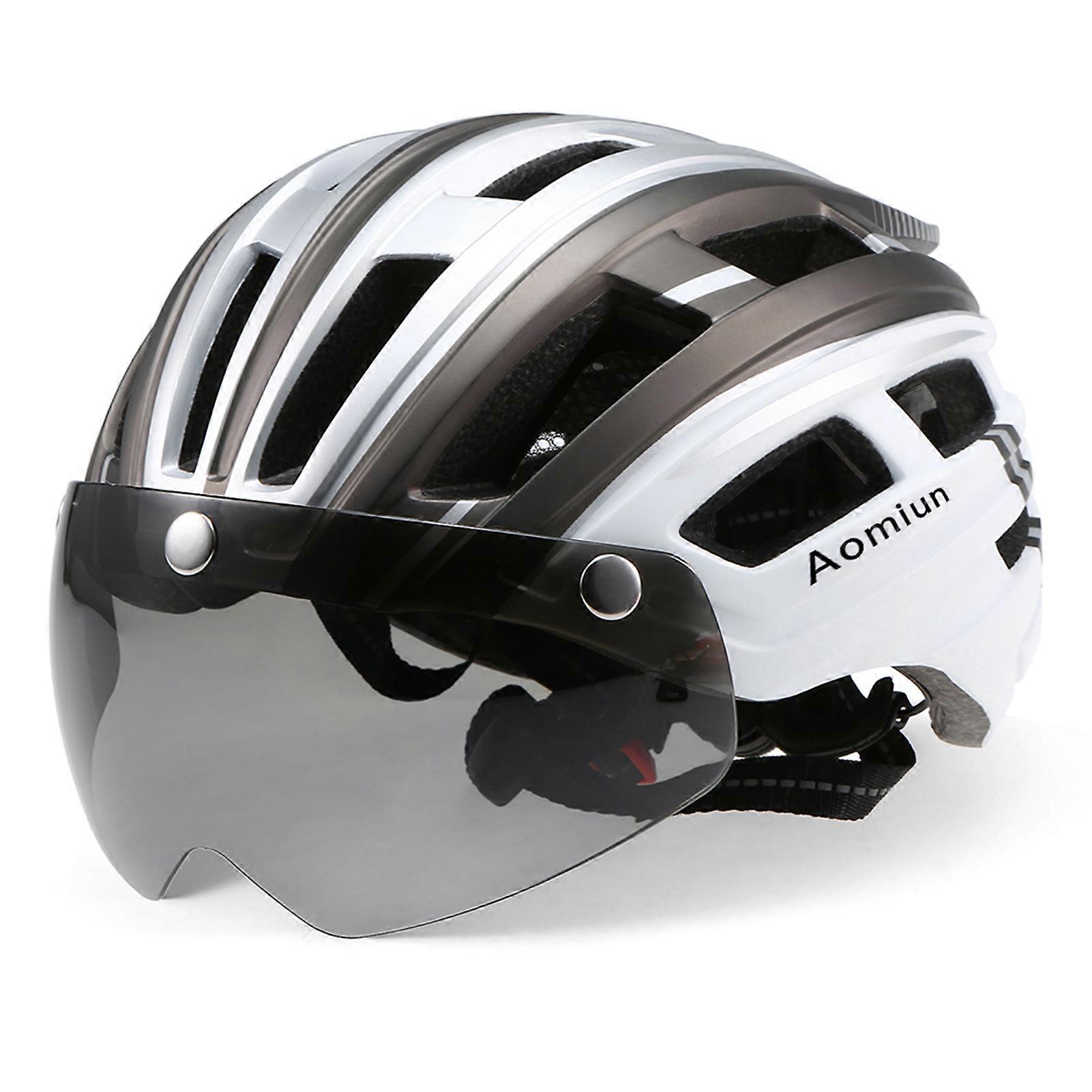 Aomiun Mountain Bike Helmet Motorcycling Helmet with Back Light Detachable Magnetic Visor UV Protective for Men Women